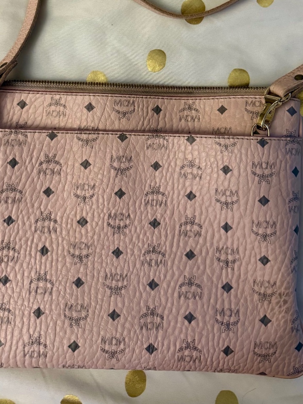 Pink Visetos monogram coated canvas crossbody.
